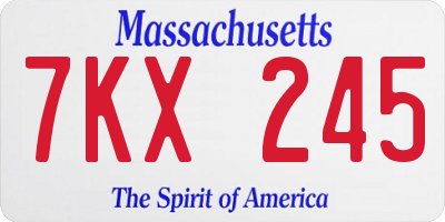 MA license plate 7KX245