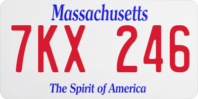 MA license plate 7KX246
