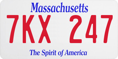 MA license plate 7KX247