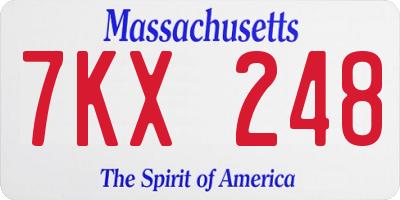 MA license plate 7KX248