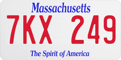 MA license plate 7KX249