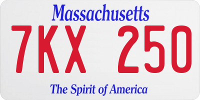 MA license plate 7KX250
