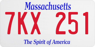 MA license plate 7KX251