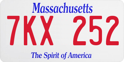 MA license plate 7KX252