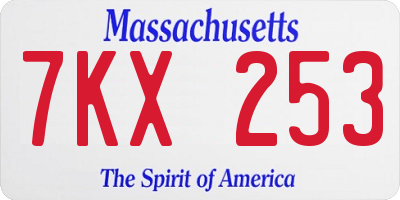 MA license plate 7KX253