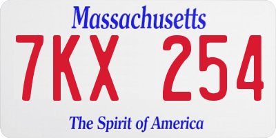 MA license plate 7KX254