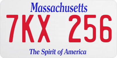 MA license plate 7KX256