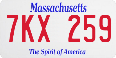 MA license plate 7KX259