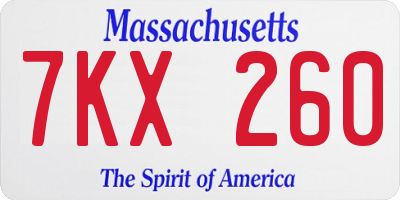 MA license plate 7KX260