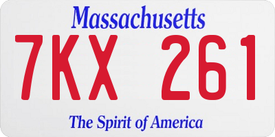 MA license plate 7KX261