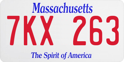 MA license plate 7KX263