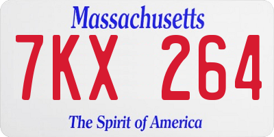 MA license plate 7KX264