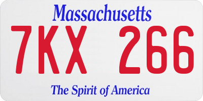 MA license plate 7KX266