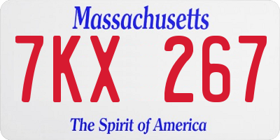 MA license plate 7KX267