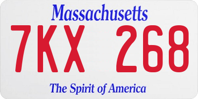 MA license plate 7KX268