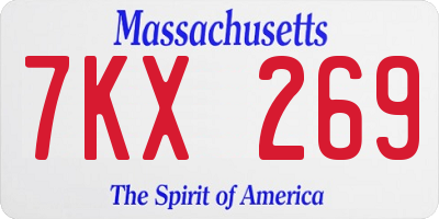 MA license plate 7KX269