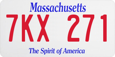 MA license plate 7KX271