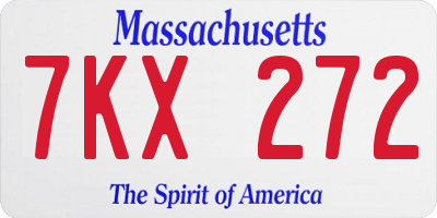 MA license plate 7KX272