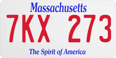 MA license plate 7KX273