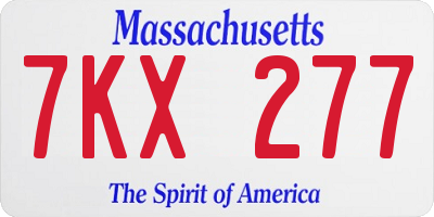 MA license plate 7KX277