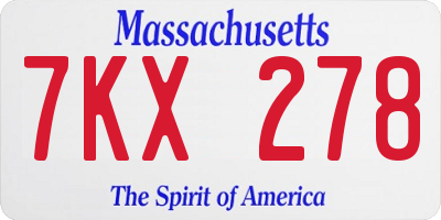MA license plate 7KX278