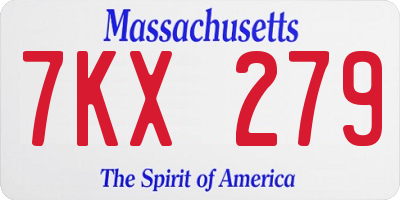 MA license plate 7KX279