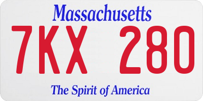 MA license plate 7KX280