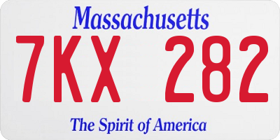 MA license plate 7KX282