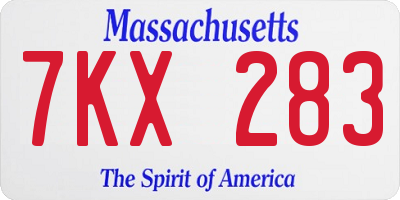 MA license plate 7KX283