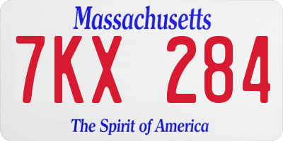 MA license plate 7KX284