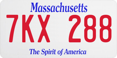 MA license plate 7KX288