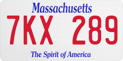 MA license plate 7KX289