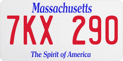 MA license plate 7KX290