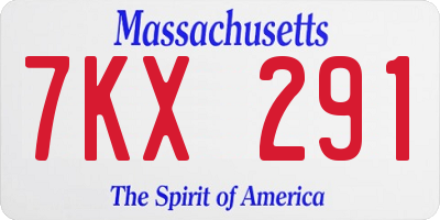 MA license plate 7KX291
