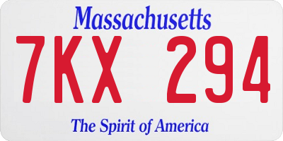 MA license plate 7KX294