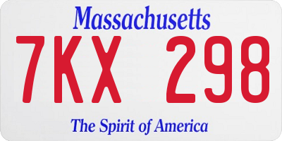 MA license plate 7KX298