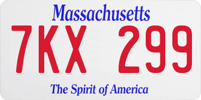 MA license plate 7KX299