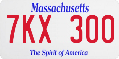 MA license plate 7KX300