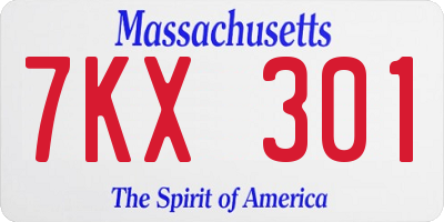 MA license plate 7KX301