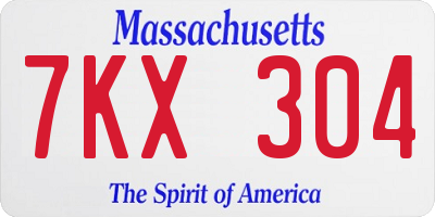 MA license plate 7KX304