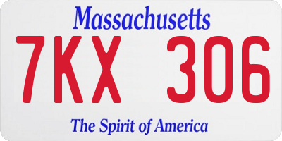 MA license plate 7KX306