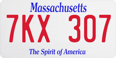 MA license plate 7KX307