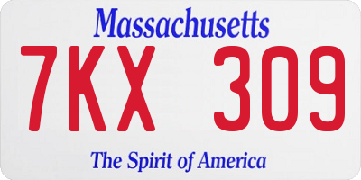MA license plate 7KX309