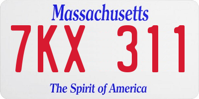 MA license plate 7KX311