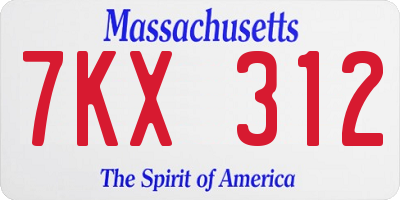 MA license plate 7KX312