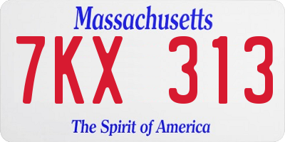 MA license plate 7KX313