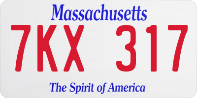 MA license plate 7KX317