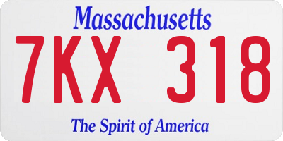 MA license plate 7KX318