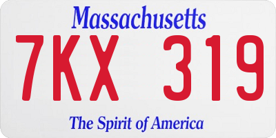 MA license plate 7KX319