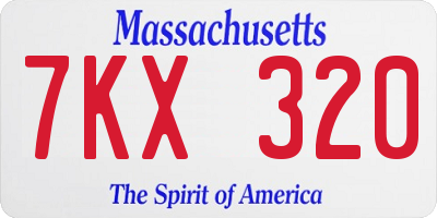 MA license plate 7KX320